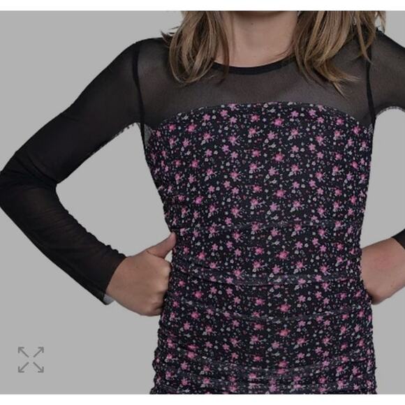 With Jules Big Girls Long-Sleeve Printed Mesh Combo Dress L - Picture 1 of 5